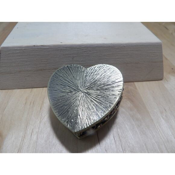 Vintage Heart Faux Amber Stones Trinket Box - Picture 8 of 9